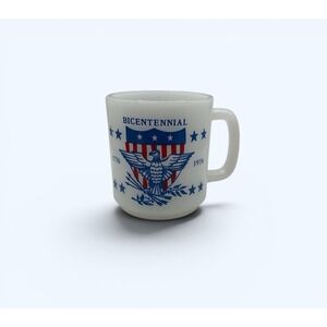 Vintage GLASBAKE Milk Glass US Bicentennial 1776~1976 Coffee Mug